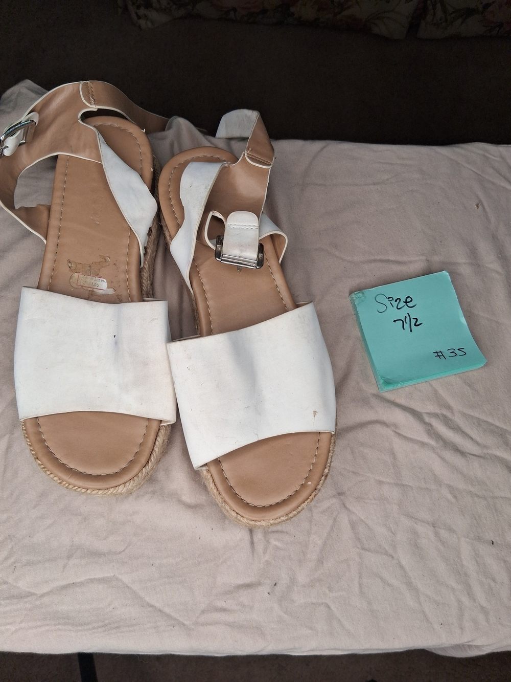 Others Follow White and Tan Women's Ankle Strap Sandals